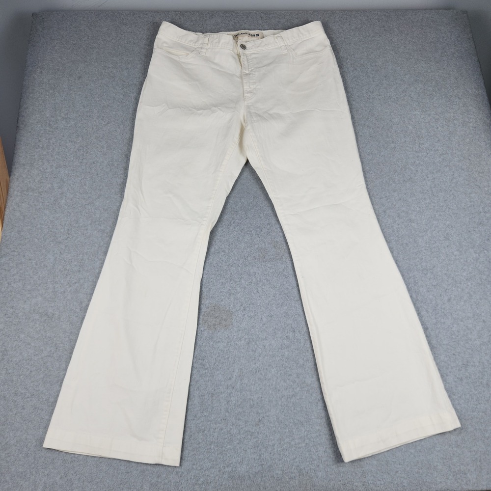 Gap Long and Lean Flare Jeans Womens 14 White Cotton Stretch Fat Front Outdoor